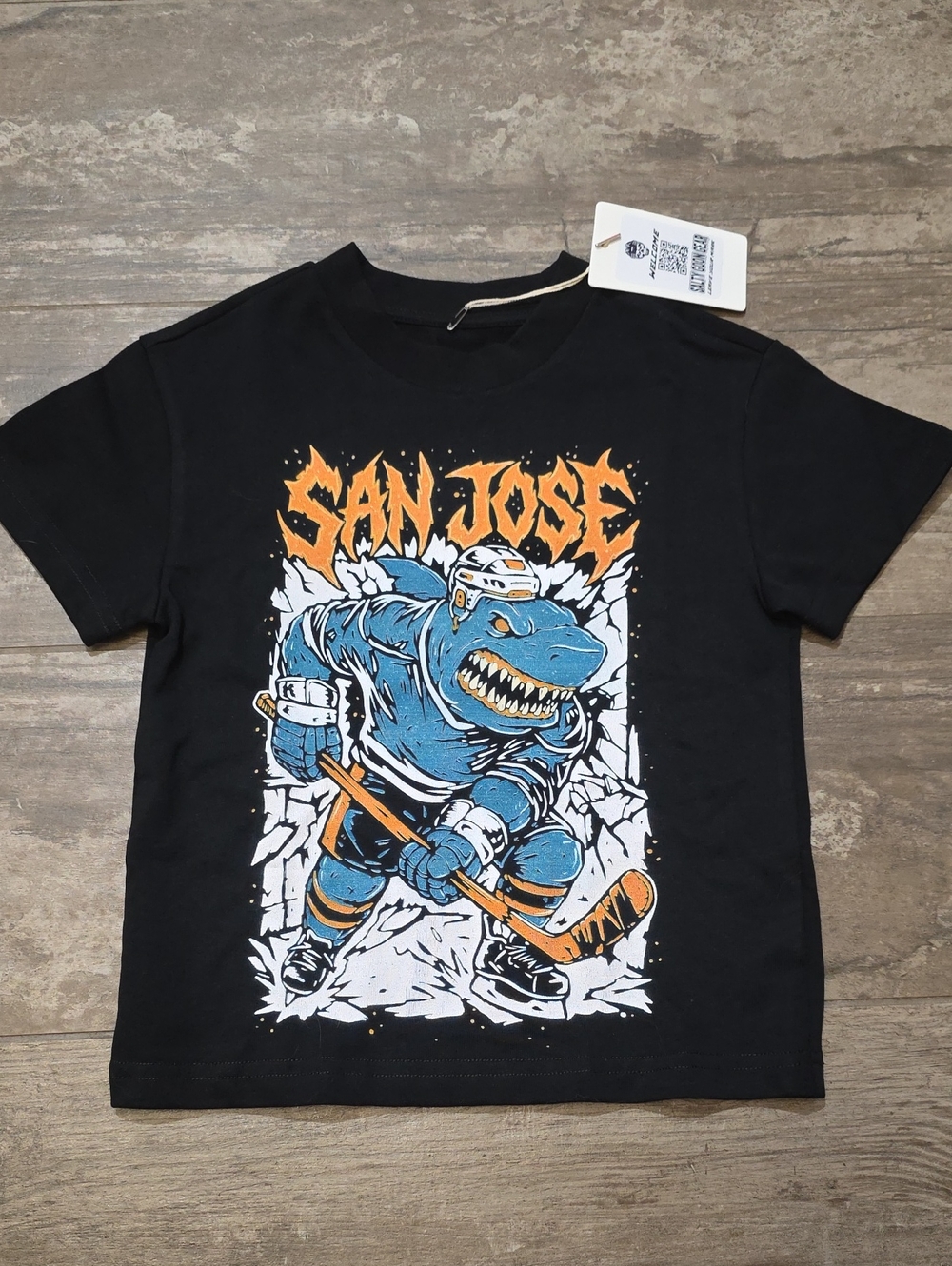 Kids' San Jose Graphic Hockey Shark T-Shirt - Black & Blue